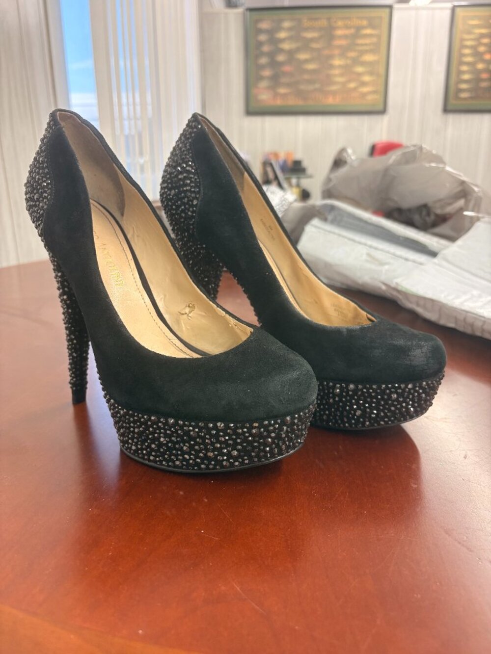 Black sparkle heels